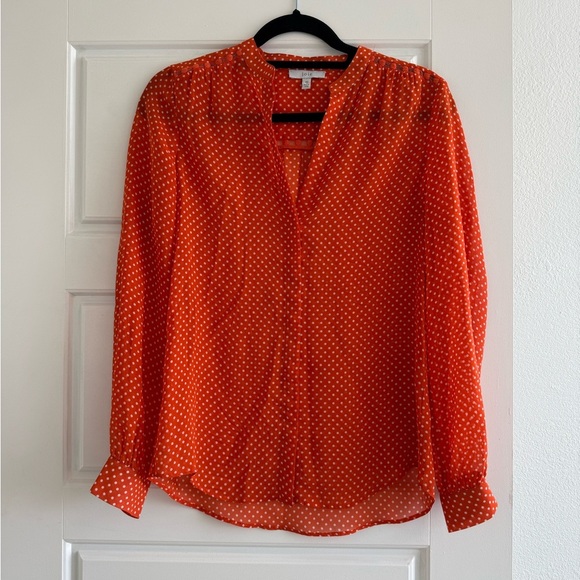 Joie Tops - Joie Button Down Blouse Orange and White Polka Dot Size XS